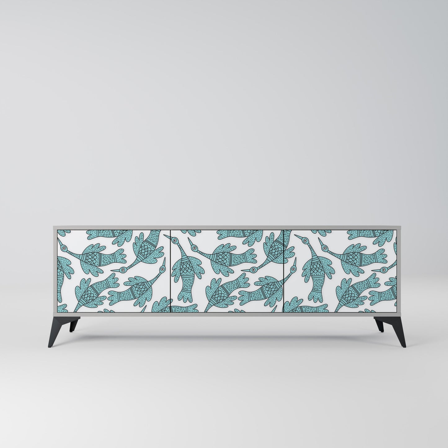 WATERSPOUT SONGIBIRD 3-Door TV Stand in Grey Finish