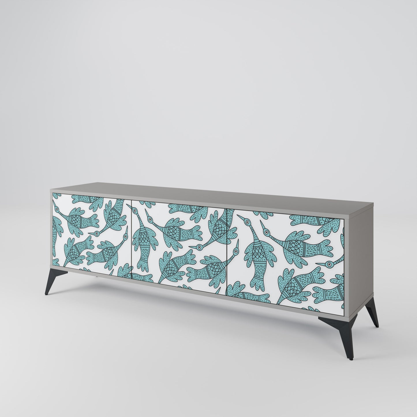 WATERSPOUT SONGIBIRD 3-Door TV Stand in Grey Finish