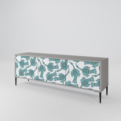 WATERSPOUT SONGIBIRD 3-Door TV Stand in Grey Finish