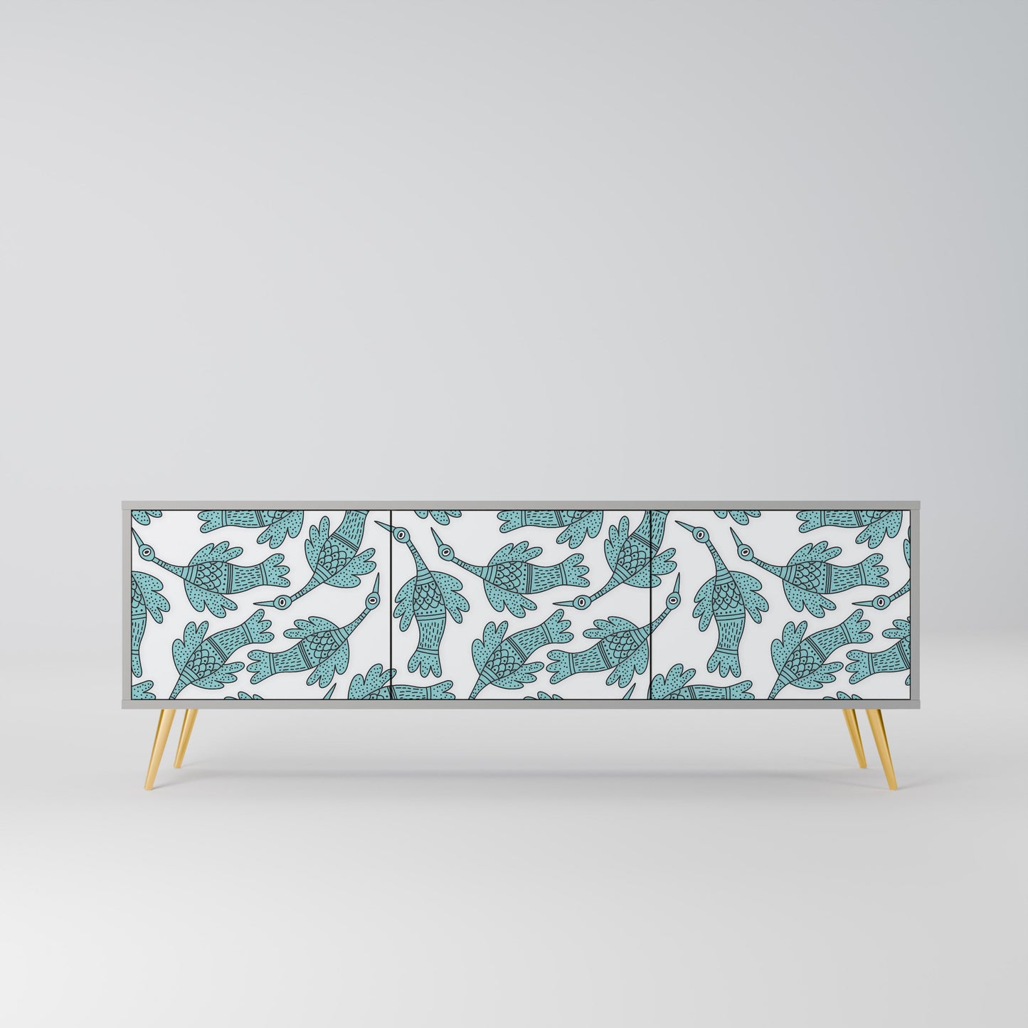 WATERSPOUT SONGIBIRD 3-Door TV Stand in Grey Finish