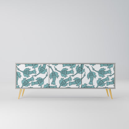 WATERSPOUT SONGIBIRD 3-Door TV Stand in Grey Finish