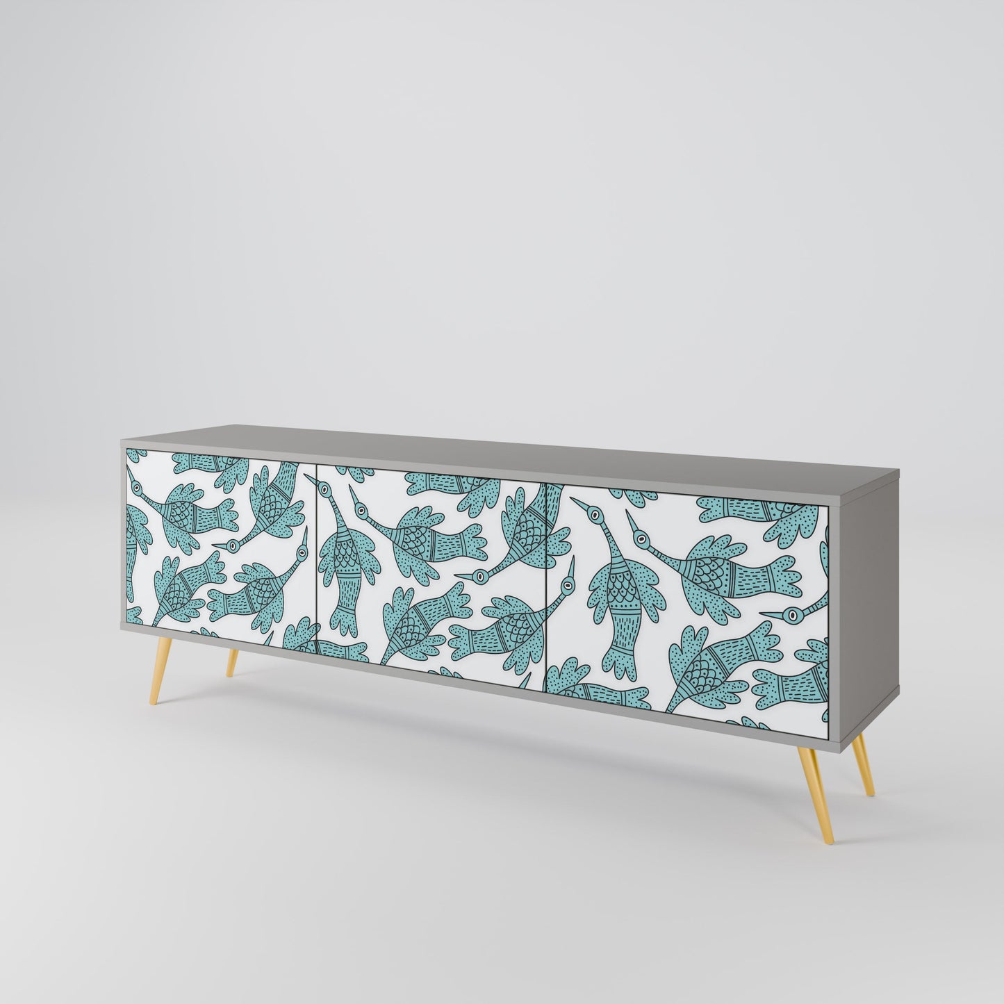 WATERSPOUT SONGIBIRD 3-Door TV Stand in Grey Finish