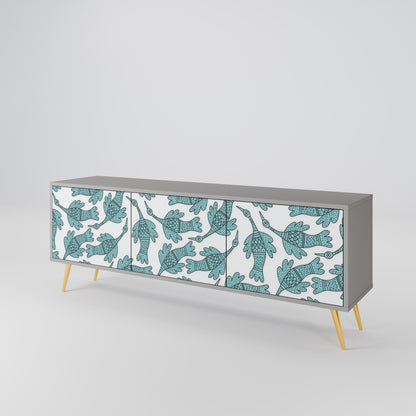 WATERSPOUT SONGIBIRD 3-Door TV Stand in Grey Finish