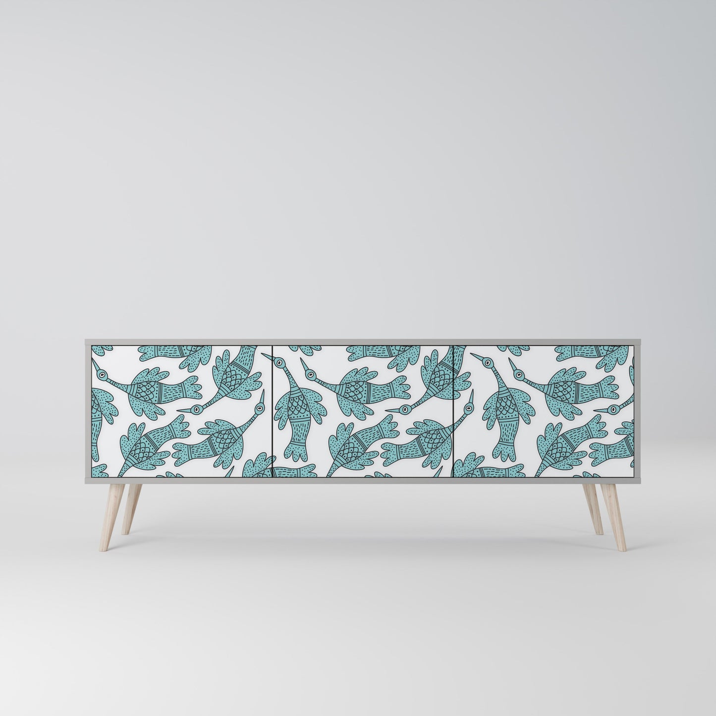 WATERSPOUT SONGIBIRD 3-Door TV Stand in Grey Finish