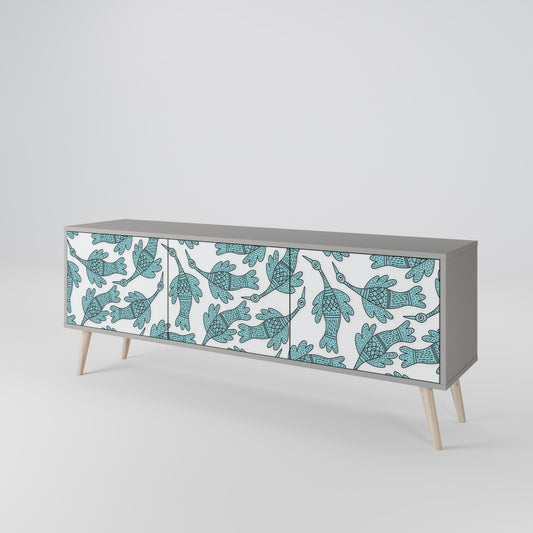 WATERSPOUT SONGIBIRD 3-Door TV Stand in Grey Finish