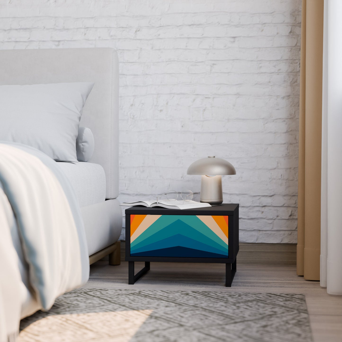 PRISM CONCUSSION Comodino in Finitura Nera