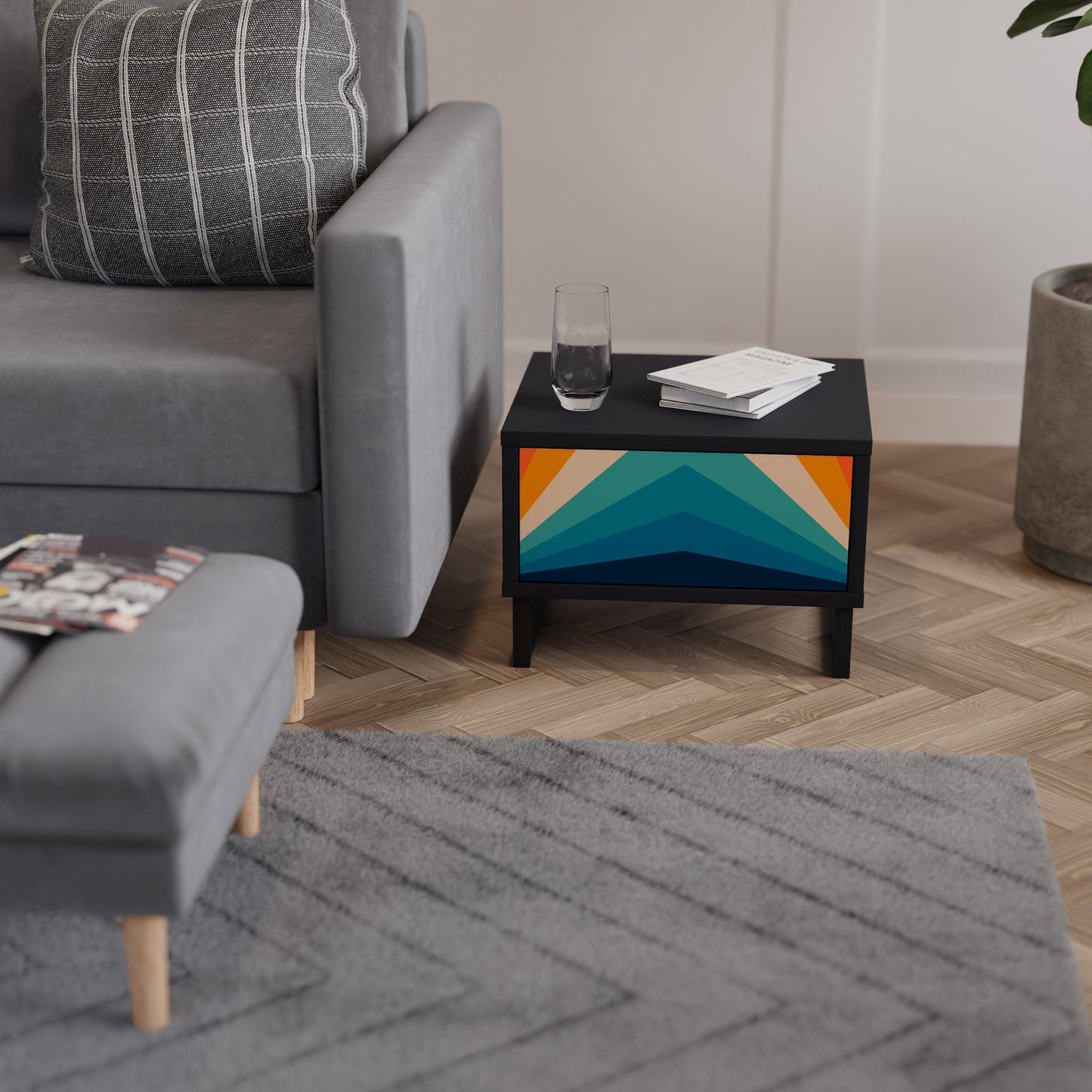 PRISM CONCUSSION Comodino in Finitura Nera