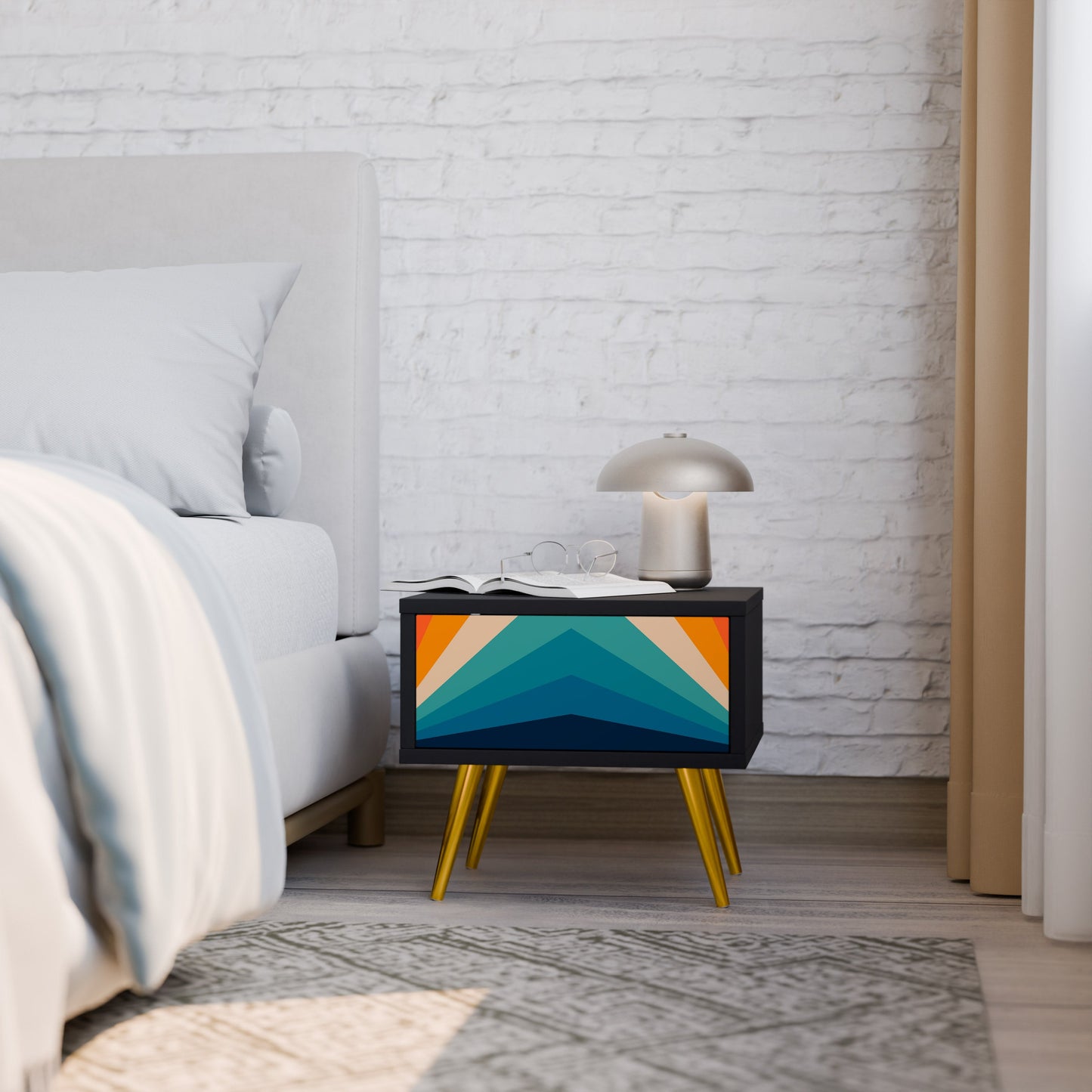 PRISM CONCUSSION Comodino in Finitura Nera