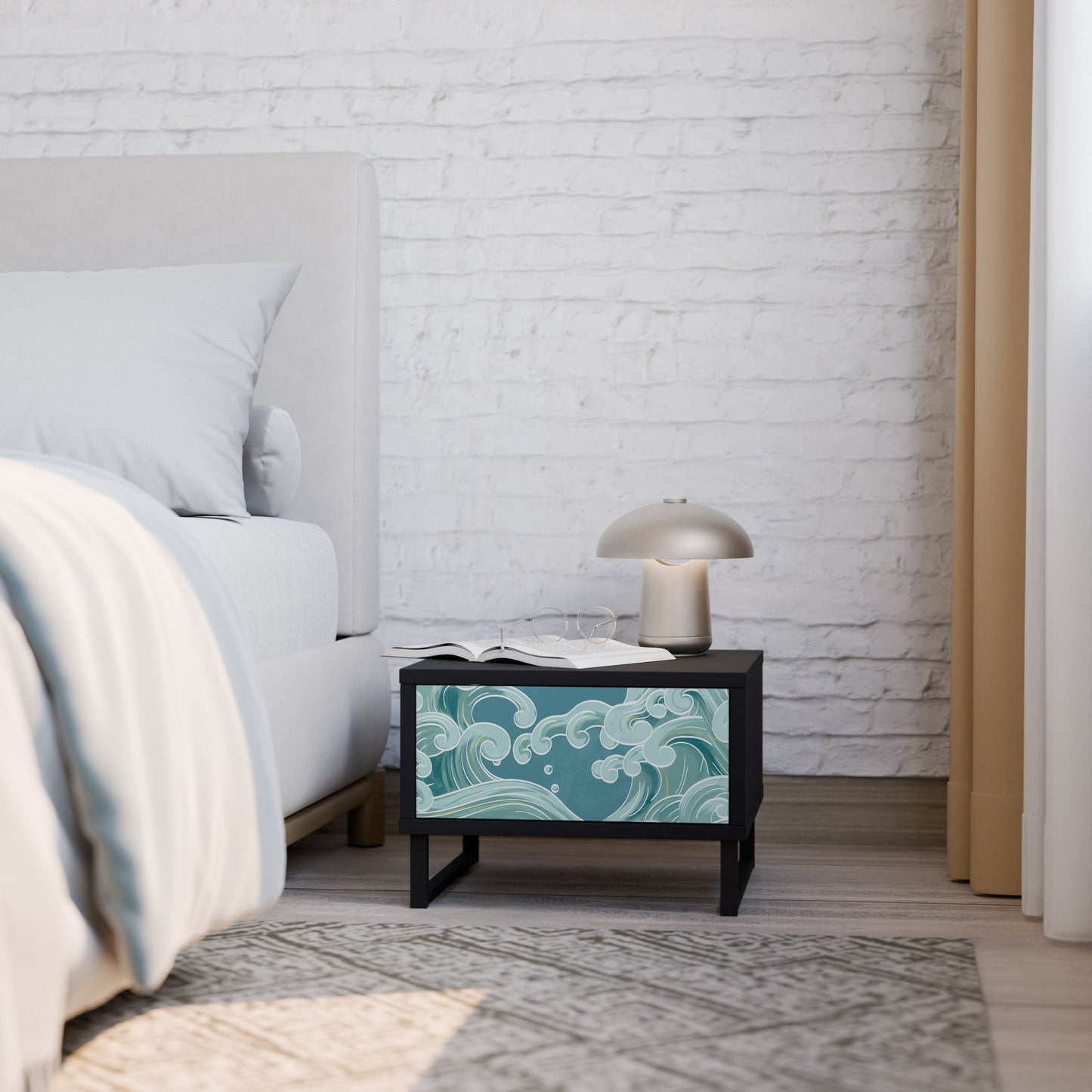 ASIAN SWAY Nightstand in Black Finish