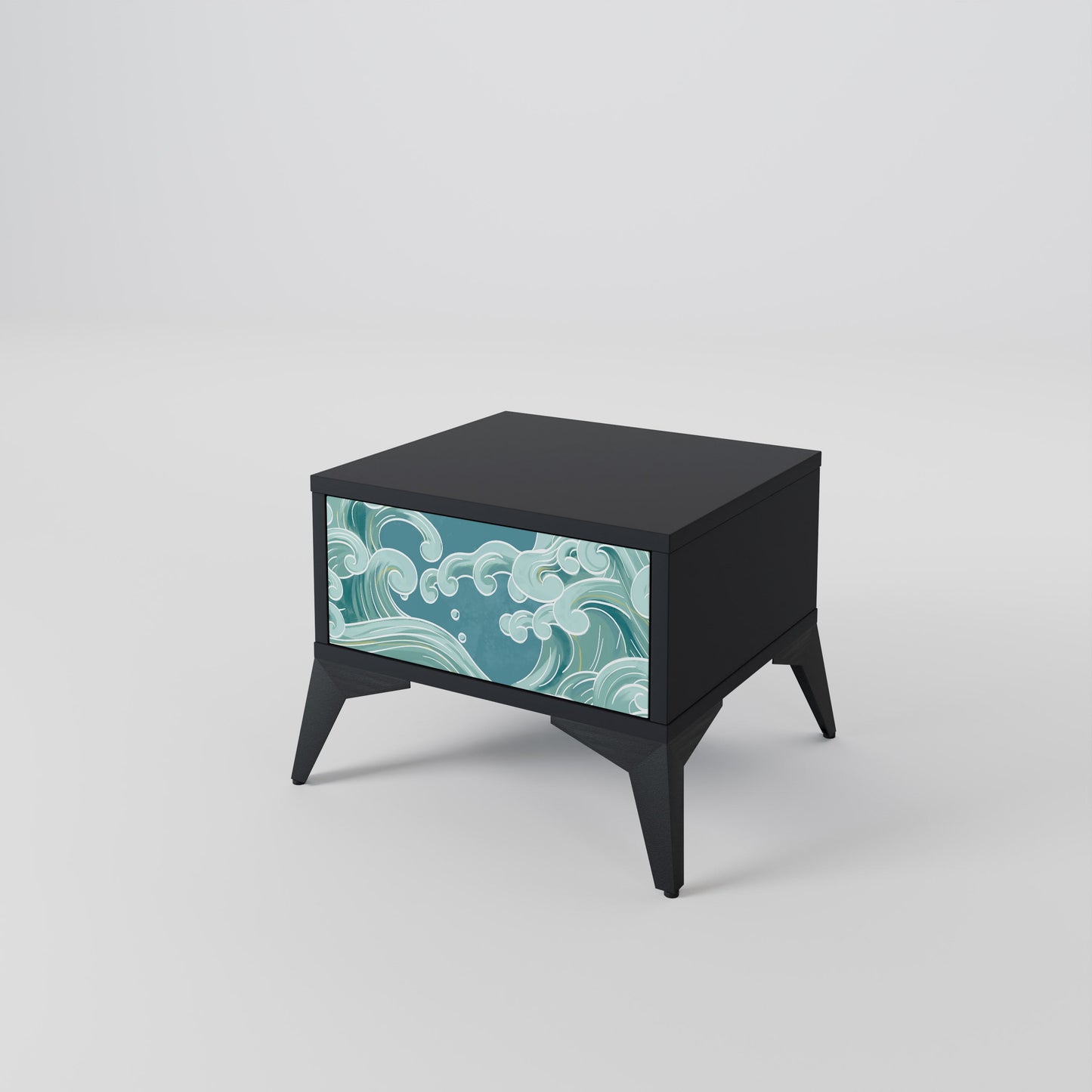 ASIAN SWAY Nightstand in Black Finish