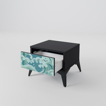 ASIAN SWAY Nightstand in Black Finish