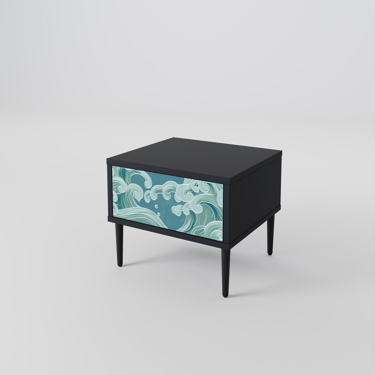 ASIAN SWAY Nightstand in Black Finish