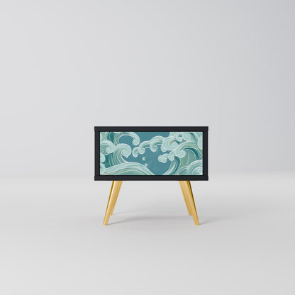 ASIAN SWAY Nightstand in Black Finish