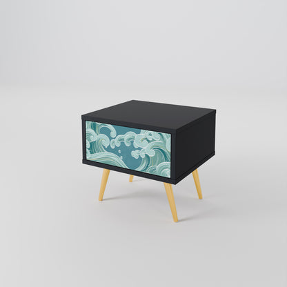 ASIAN SWAY Nightstand in Black Finish