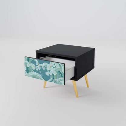 ASIAN SWAY Nightstand in Black Finish