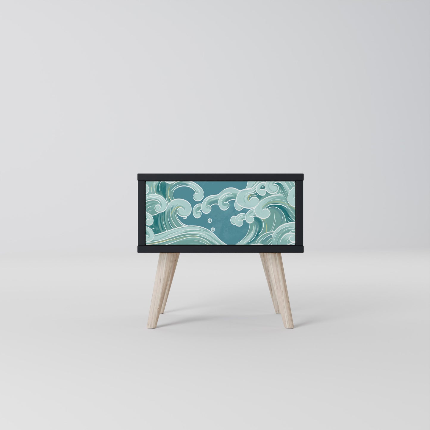 ASIAN SWAY Nightstand in Black Finish