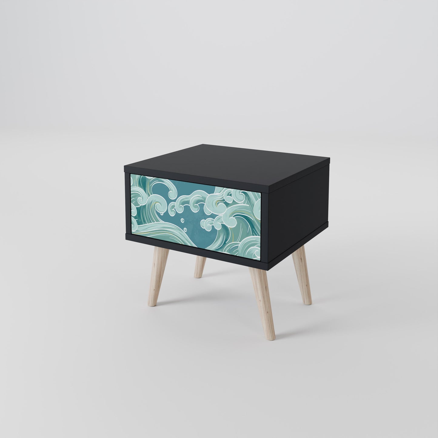 ASIAN SWAY Nightstand in Black Finish