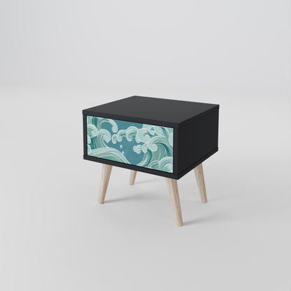 ASIAN SWAY Nightstand in Black Finish