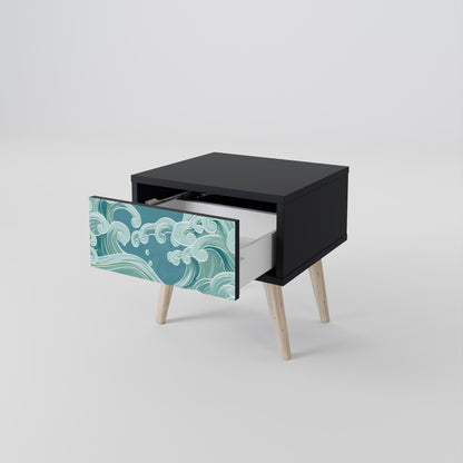 ASIAN SWAY Nightstand in Black Finish
