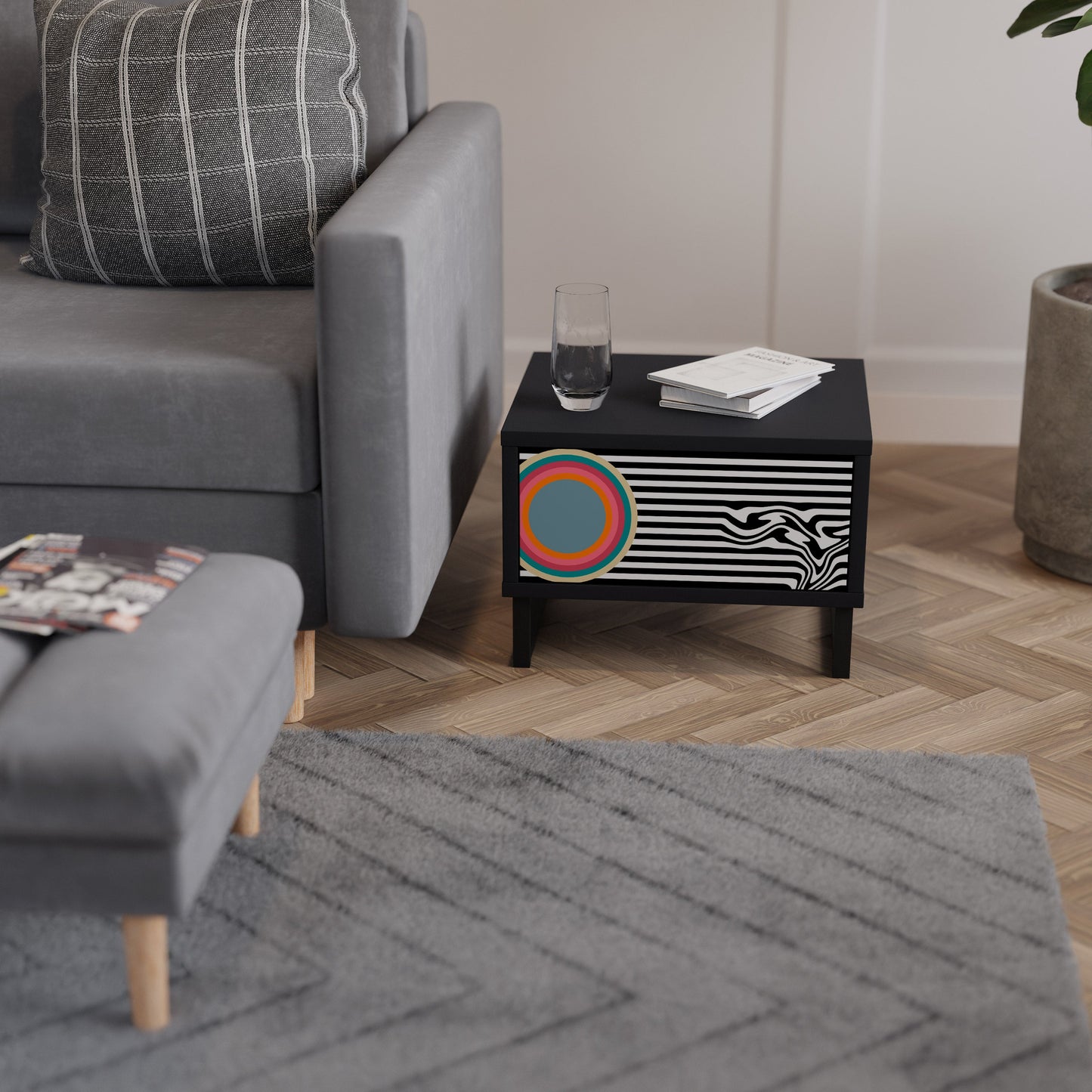 SPECTRA SHOWCASE Comodino in Finitura Nera