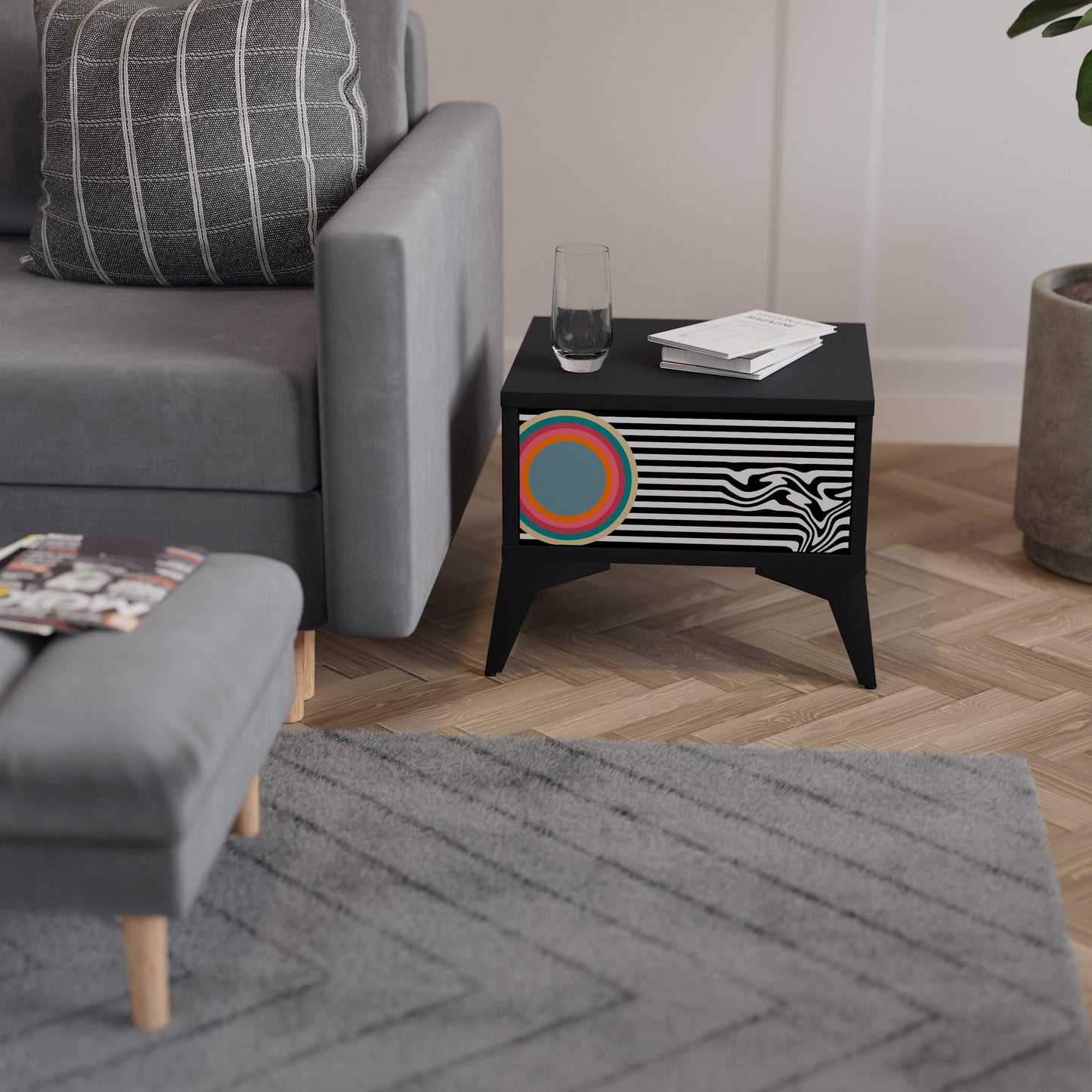 SPECTRA SHOWCASE Comodino in Finitura Nera