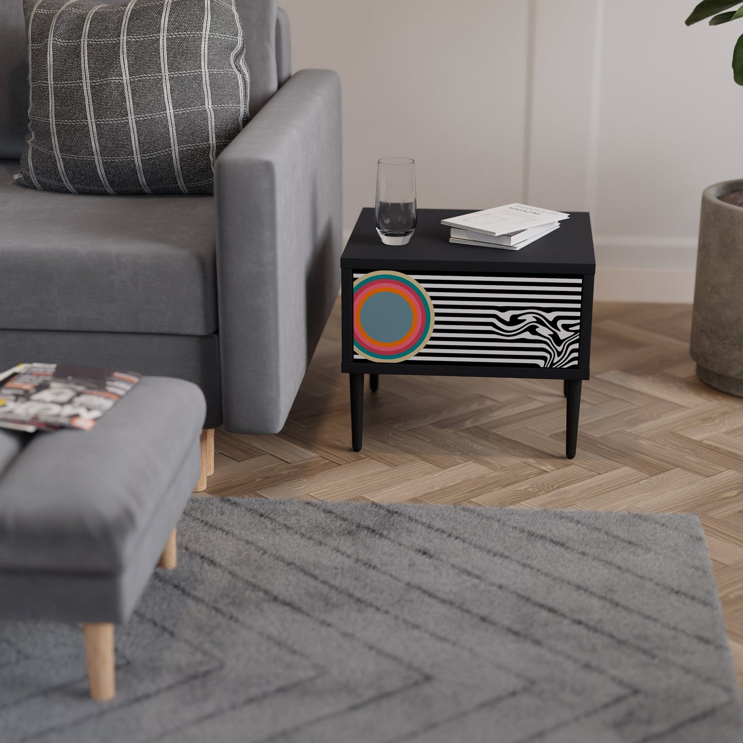 SPECTRA SHOWCASE Comodino in Finitura Nera