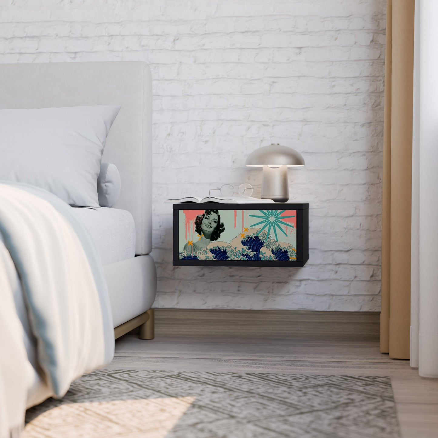 KANAGAWA BEAUTY Nightstand in Black Finish