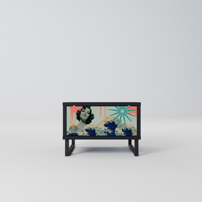 KANAGAWA BEAUTY Nightstand in Black Finish