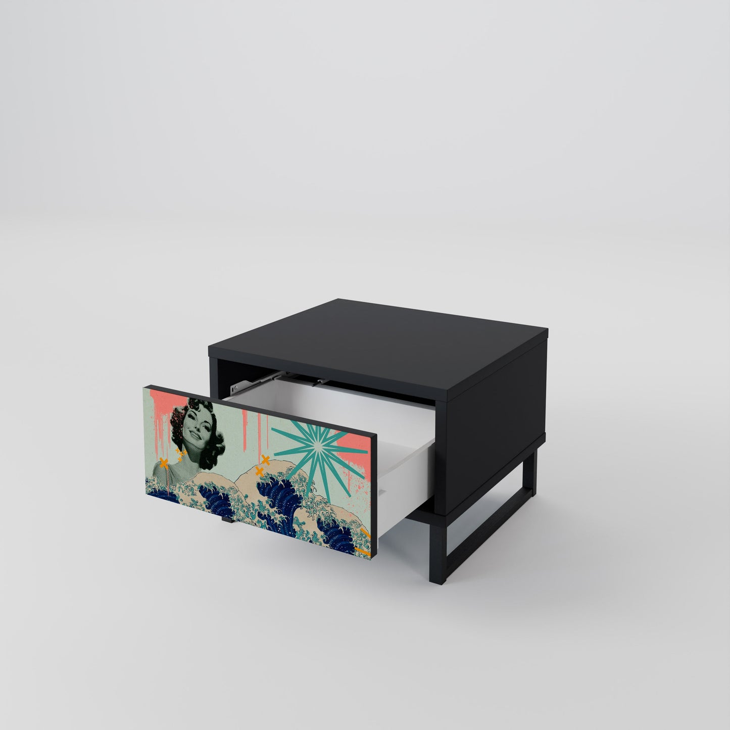 KANAGAWA BEAUTY Nightstand in Black Finish