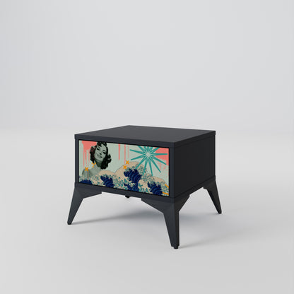KANAGAWA BEAUTY Nightstand in Black Finish