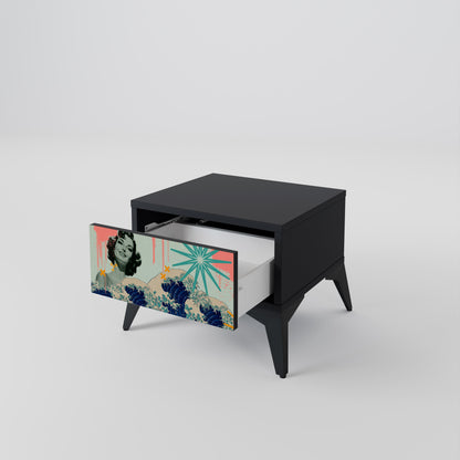 KANAGAWA BEAUTY Nightstand in Black Finish