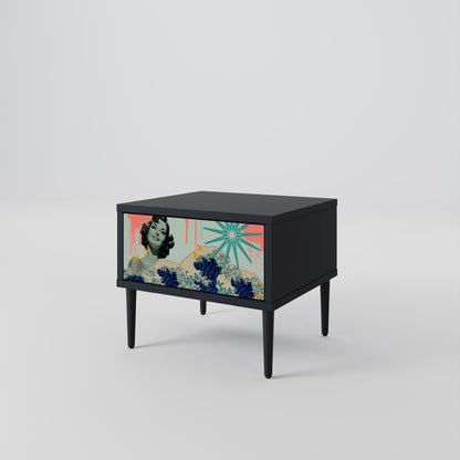 KANAGAWA BEAUTY Nightstand in Black Finish
