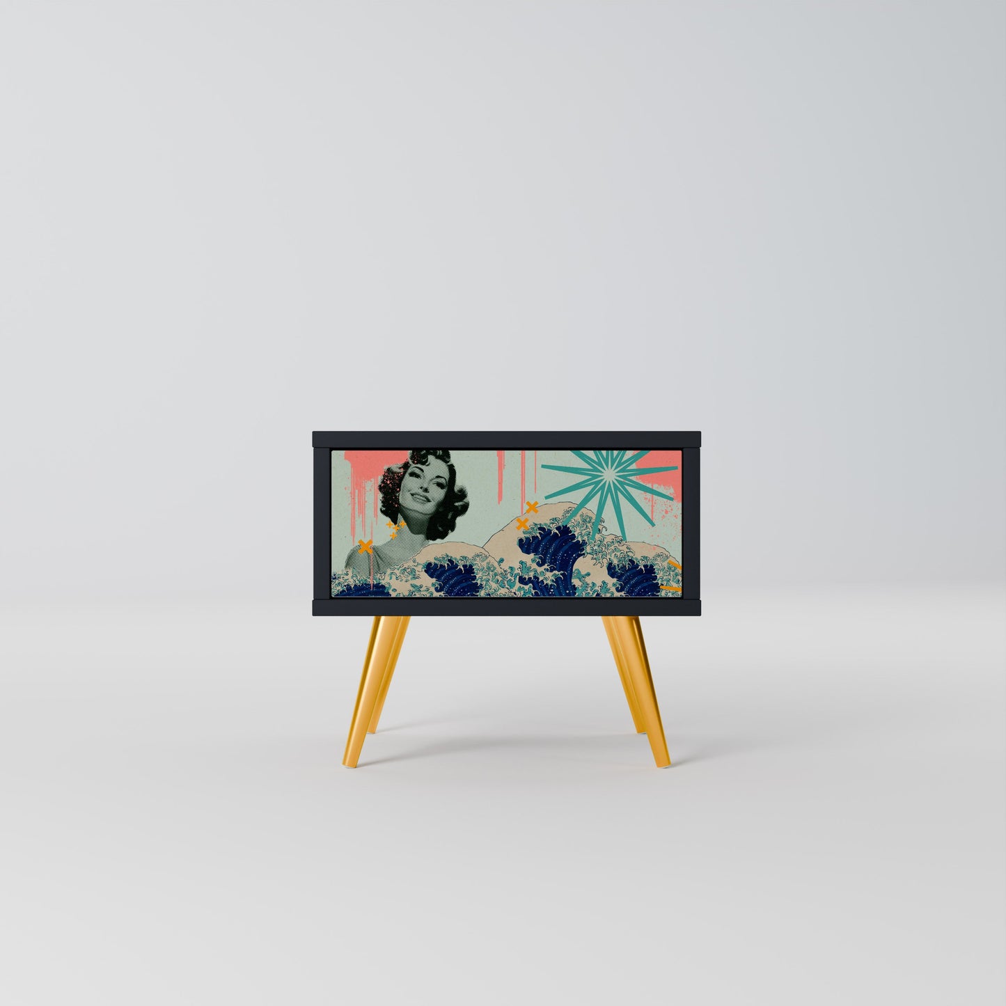 KANAGAWA BEAUTY Nightstand in Black Finish