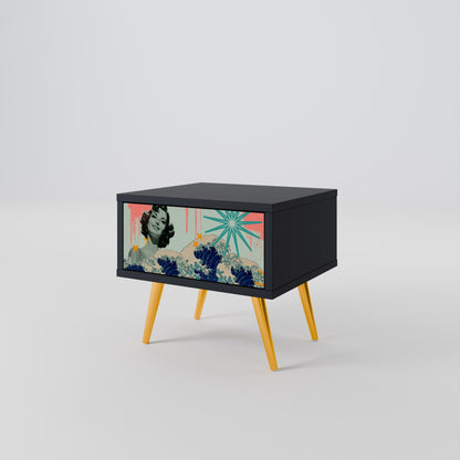 KANAGAWA BEAUTY Nightstand in Black Finish