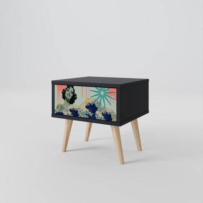 KANAGAWA BEAUTY Nightstand in Black Finish
