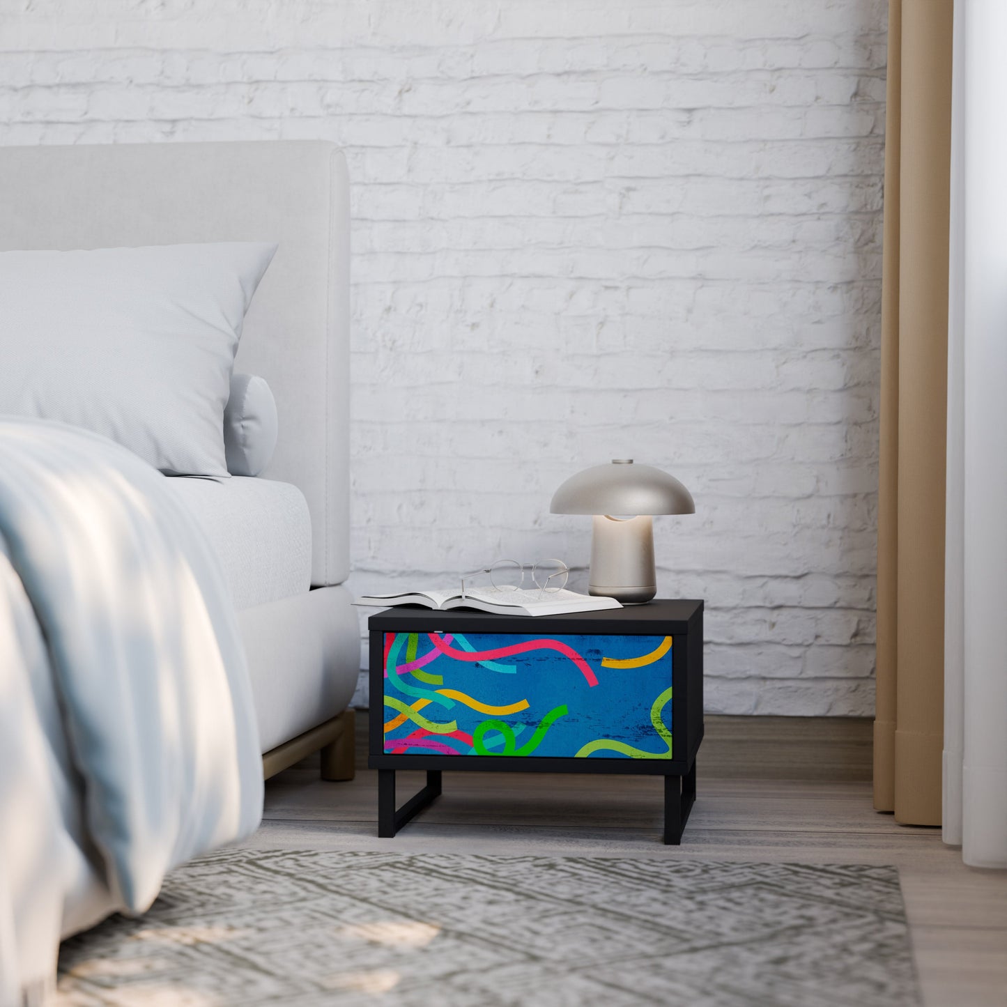 STREAMER TANGLE Comodino in Finitura Nera