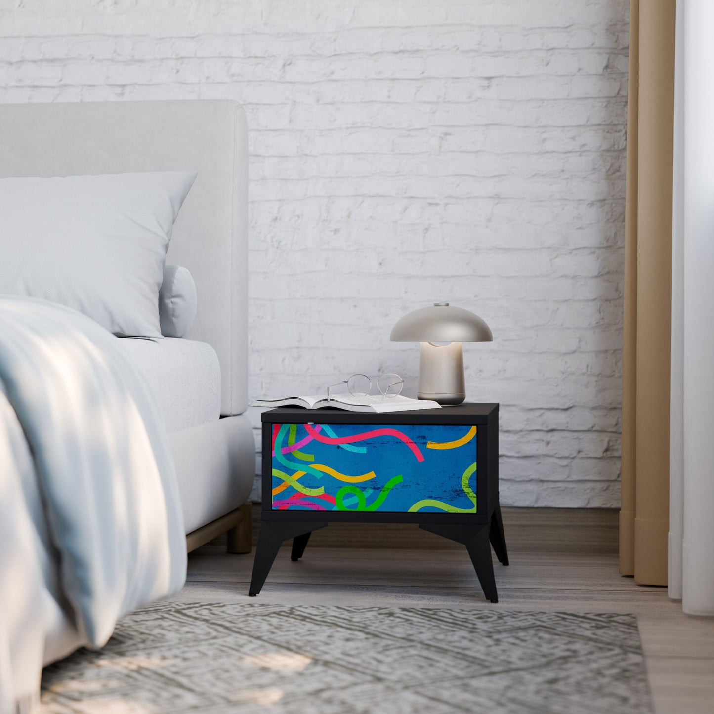 STREAMER TANGLE Comodino in Finitura Nera