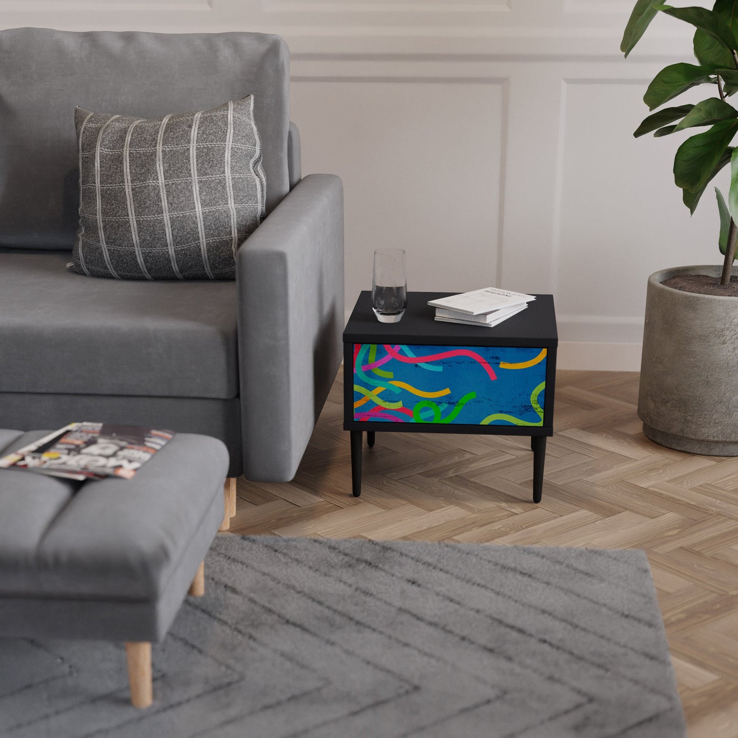 STREAMER TANGLE Comodino in Finitura Nera