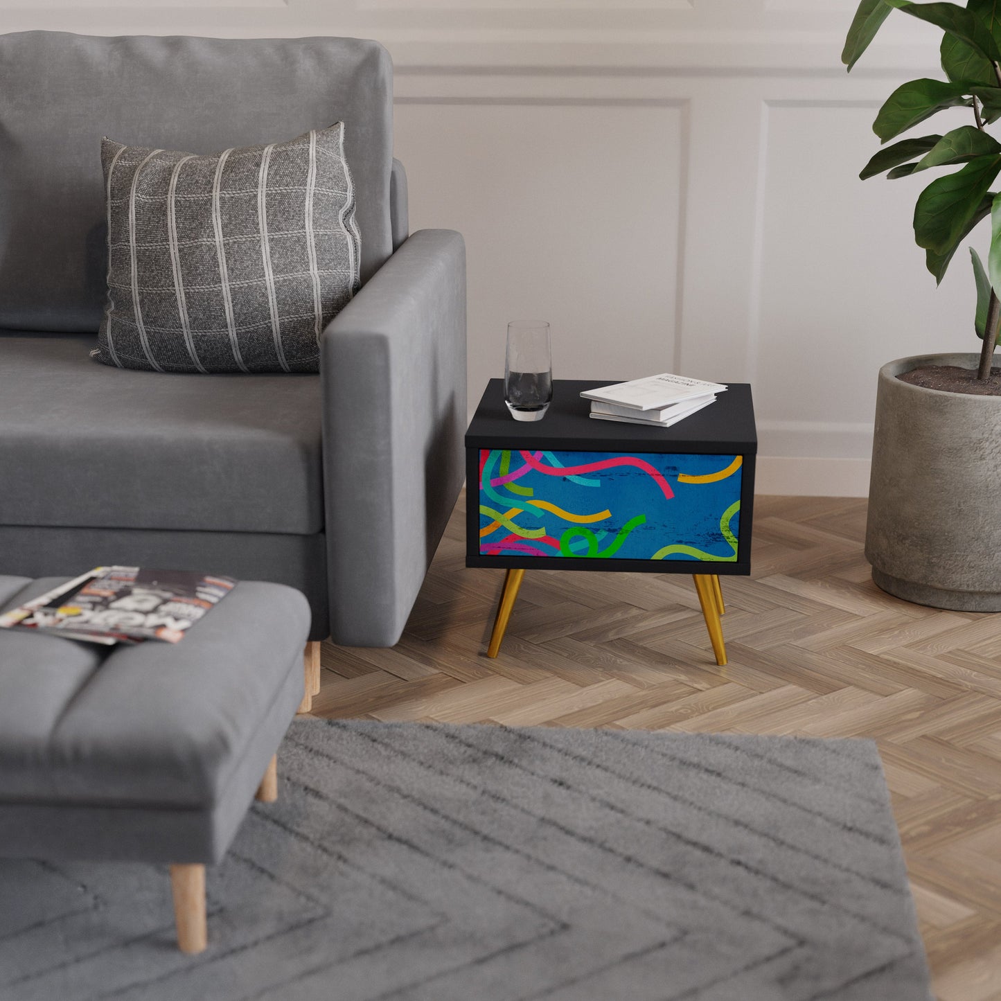 STREAMER TANGLE Comodino in Finitura Nera