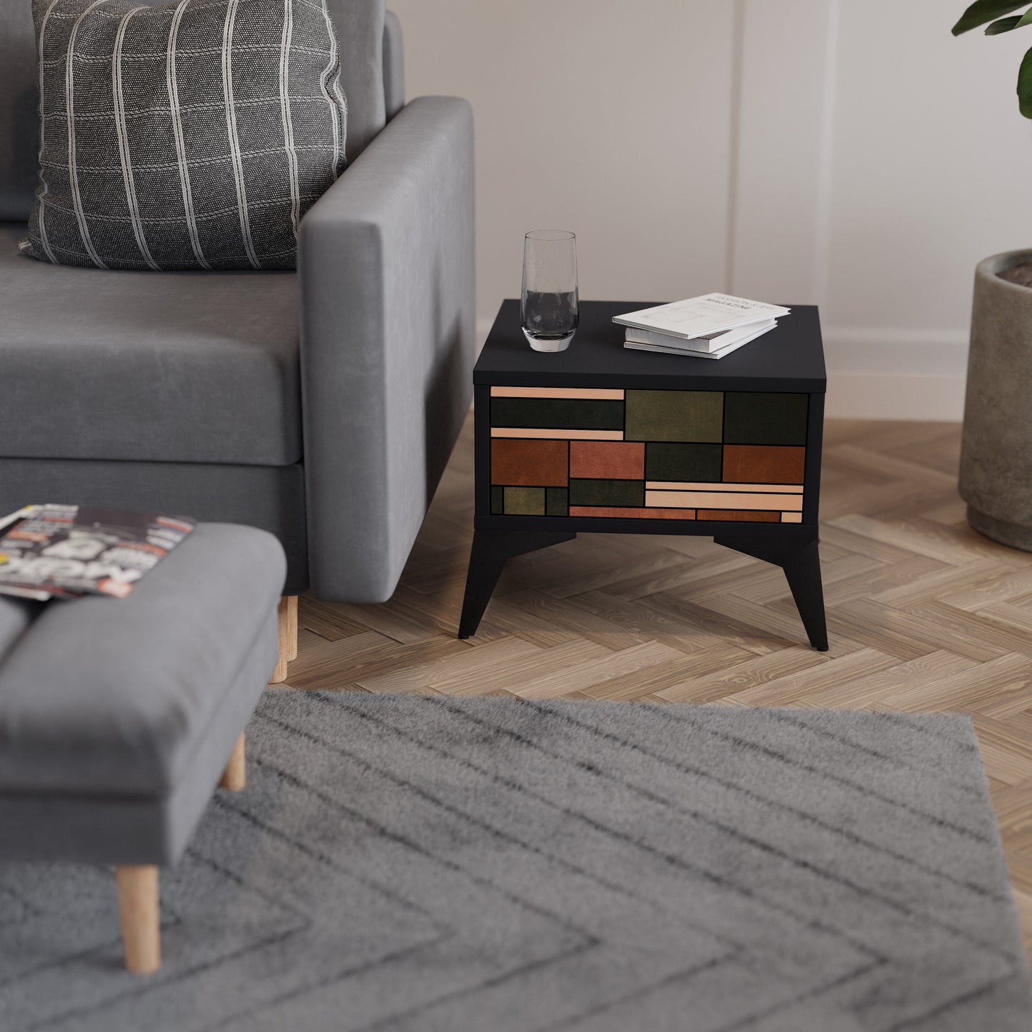 FIGURES OF NATURE Comodino in Finitura Nera