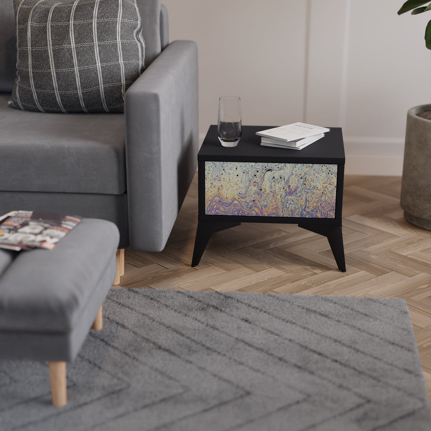 MOSAIC OF COLORS Comodino in Finitura Nera