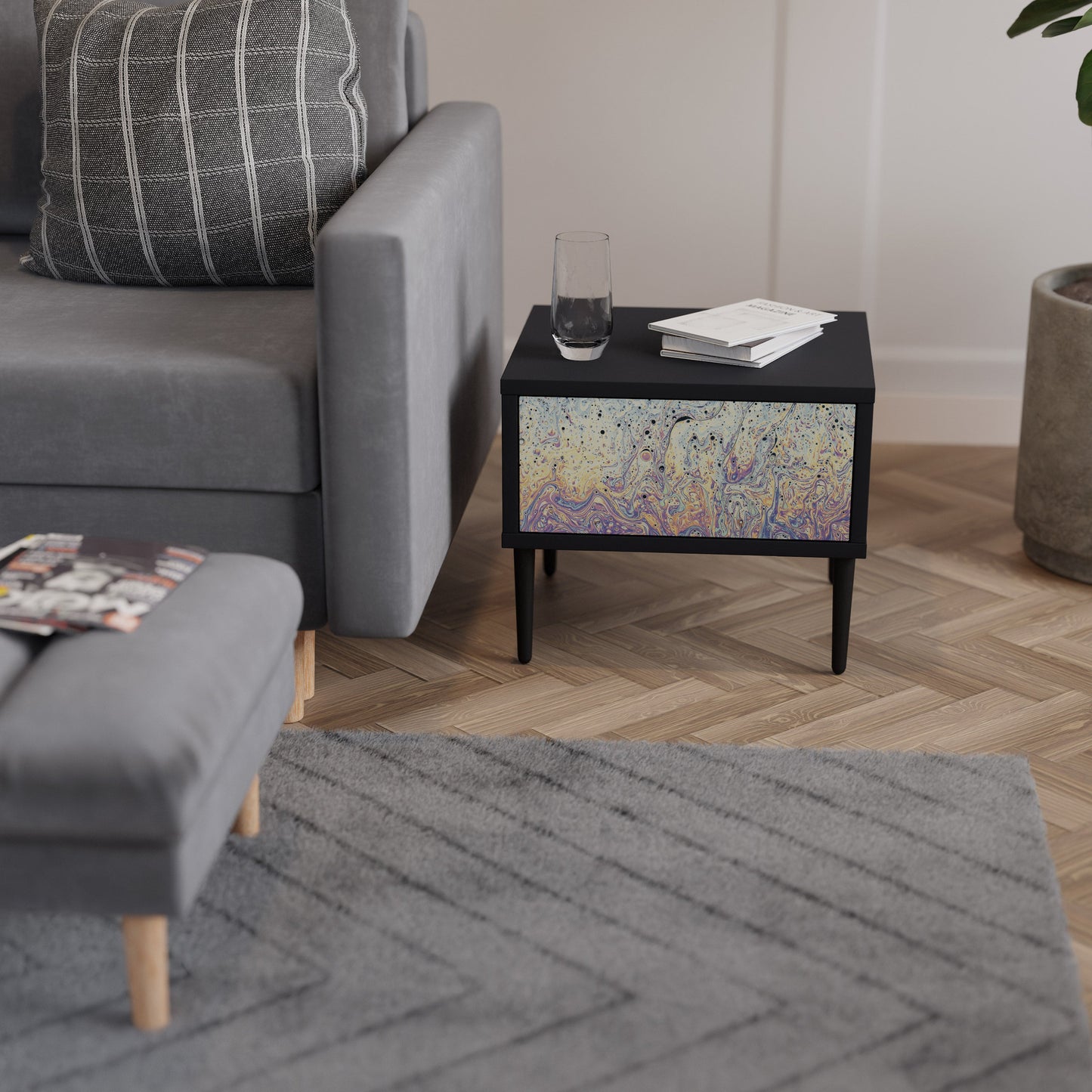 MOSAIC OF COLORS Comodino in Finitura Nera