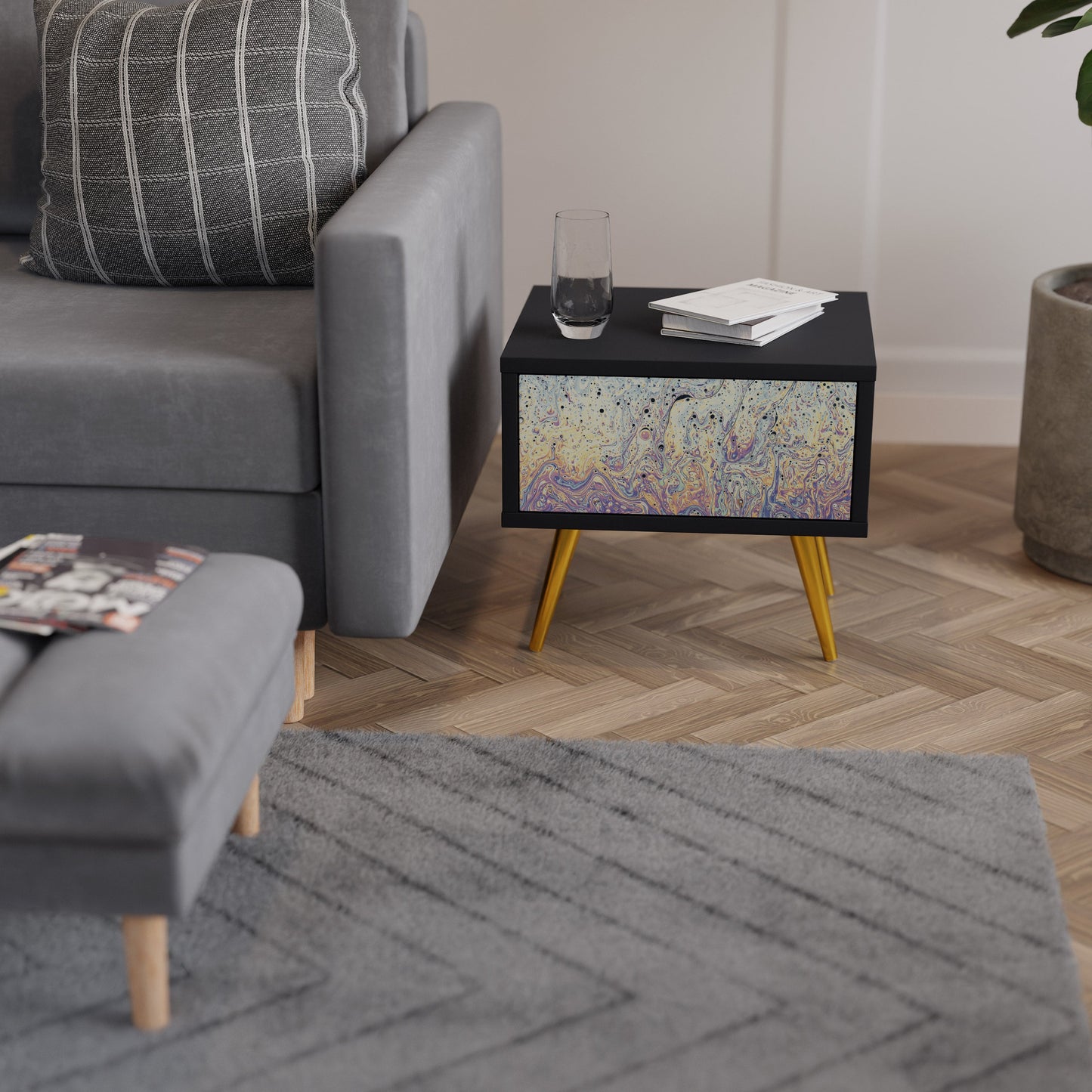 MOSAIC OF COLORS Comodino in Finitura Nera