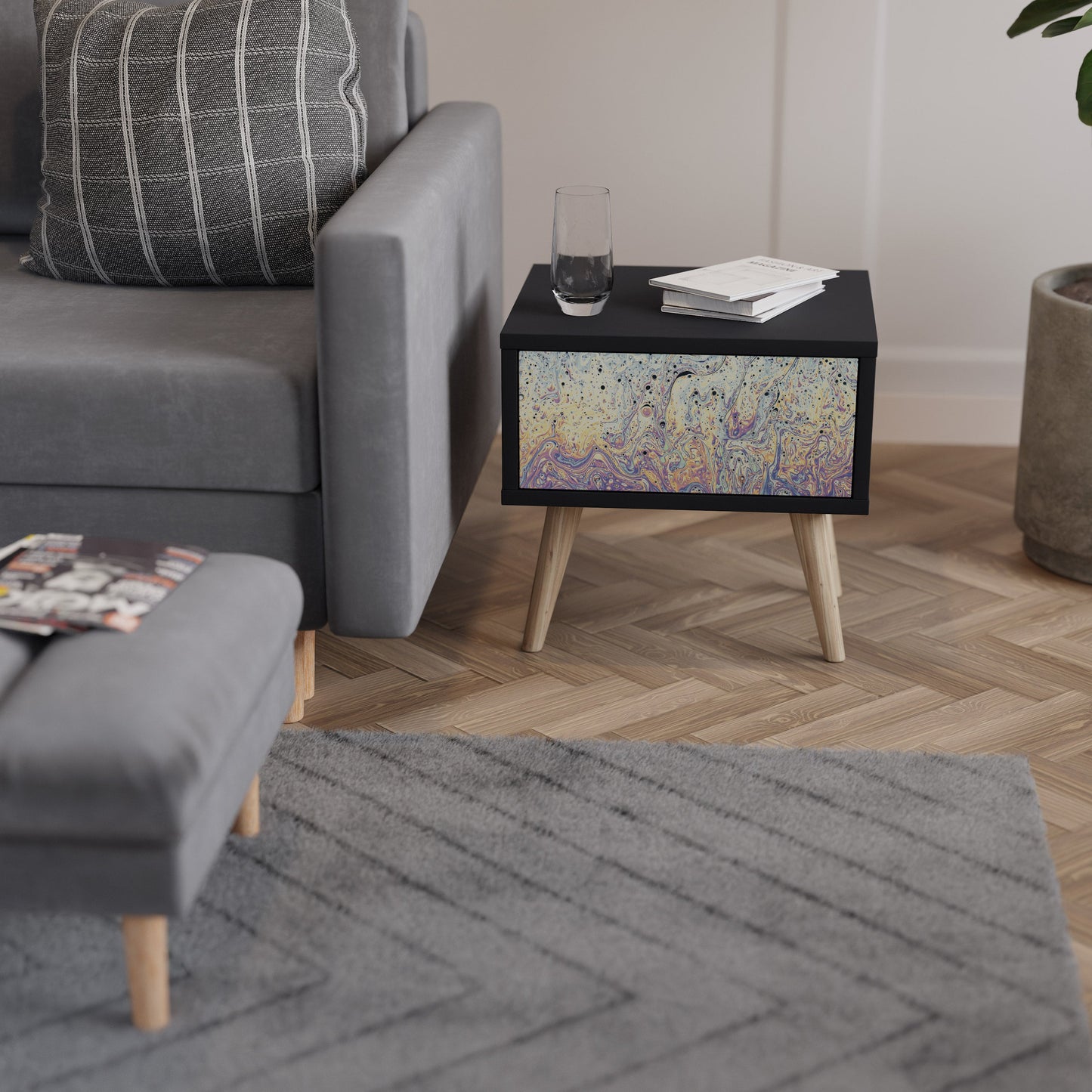 MOSAIC OF COLORS Comodino in Finitura Nera