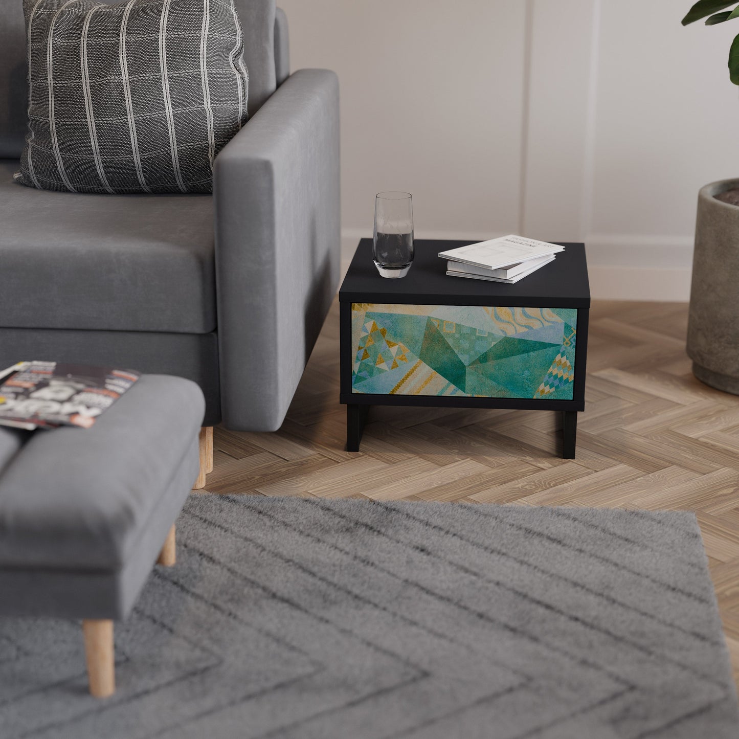 SPECTRUM SPLENDOR Comodino in Finitura Nera