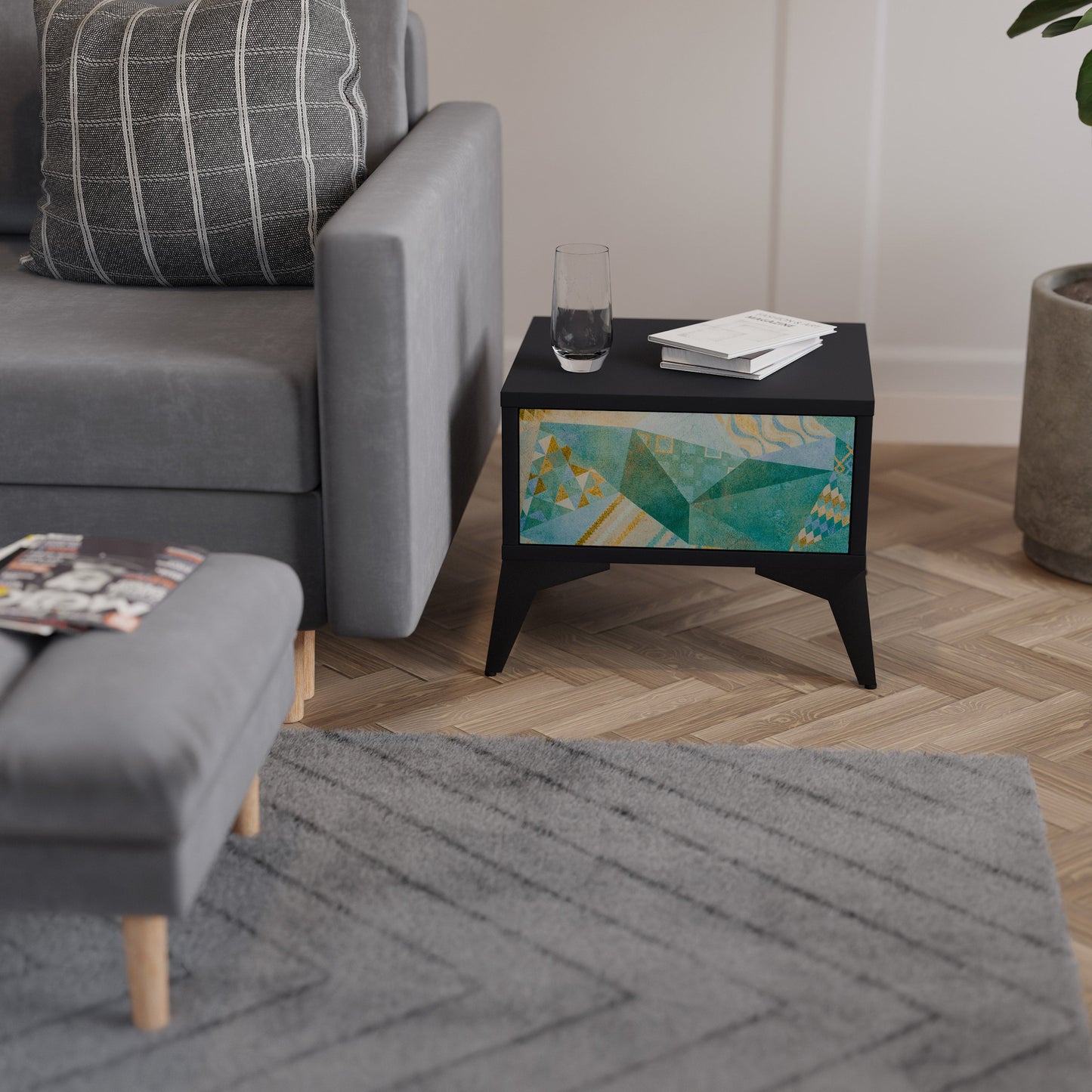 SPECTRUM SPLENDOR Comodino in Finitura Nera