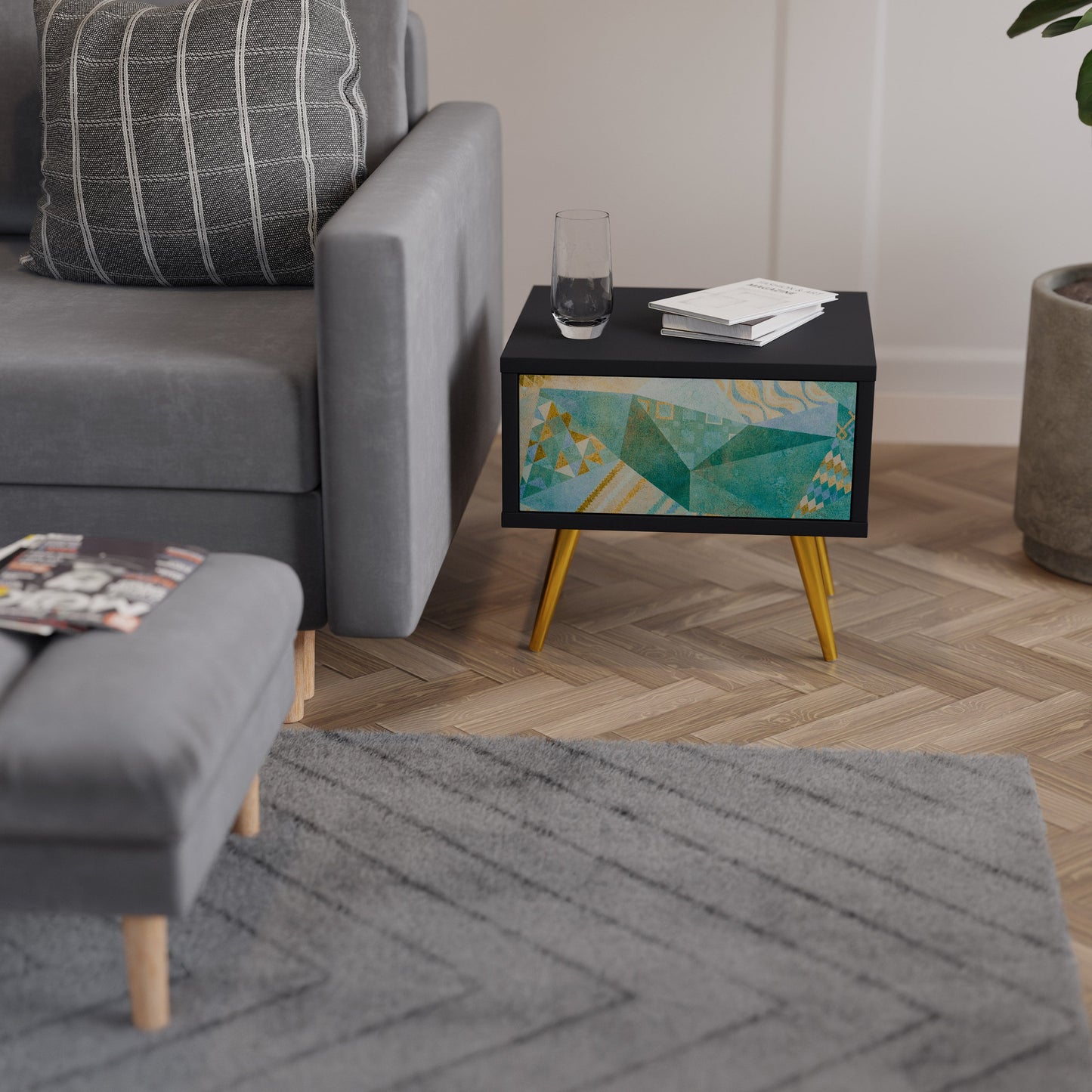 SPECTRUM SPLENDOR Comodino in Finitura Nera