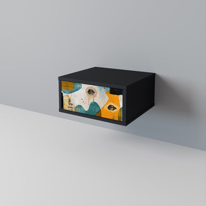 ABSTRACT FACES Nightstand in Black Finish
