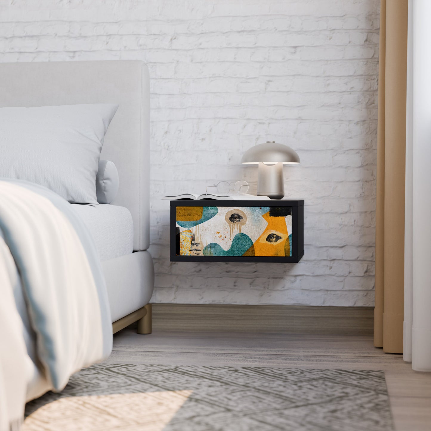 ABSTRACT FACES Nightstand in Black Finish