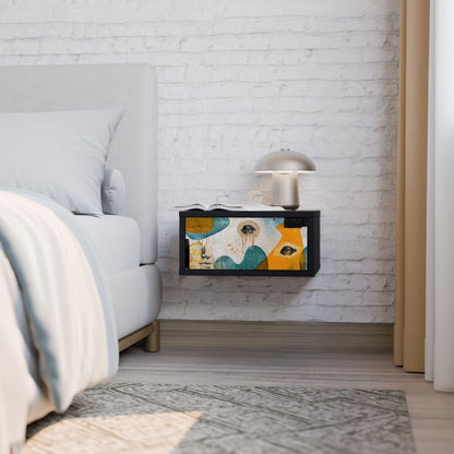 ABSTRACT FACES Nightstand in Black Finish